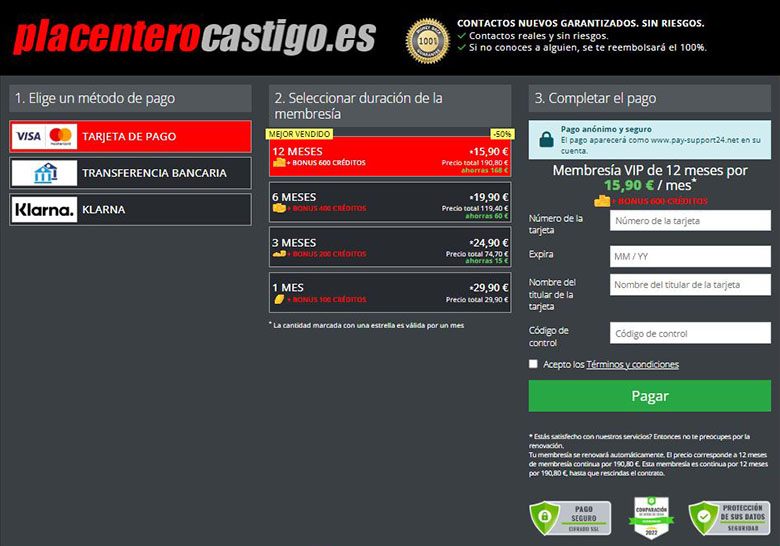 Membresía y Suscripción en PlacenteroCastigo